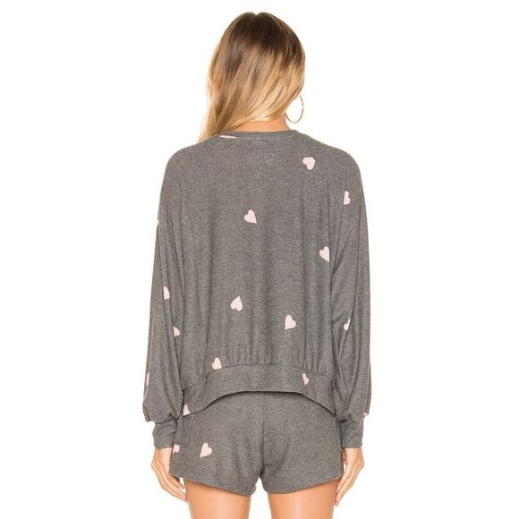 LNA Brushed Hearts Raglan Pullover Sweater Top Grey Size S - Picture 2 of 7
